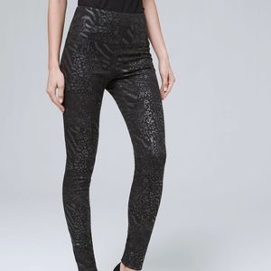 FOIL-PRINT DENIM WHBM RUNWAY LEGGINGS